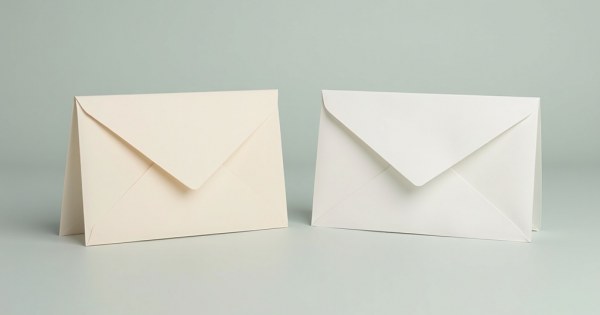 Two sealed envelopes side by side on a clean desk.