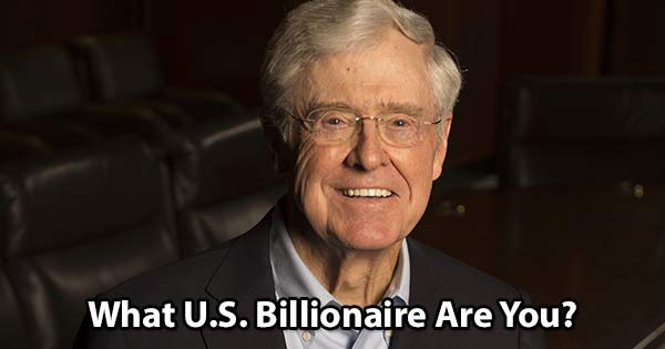 Personality quiz result showing you are Charles Koch US billionaire