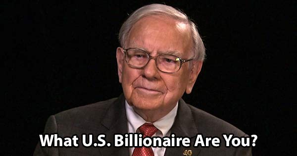 Warren Buffett smiling in suit representing billionaire investor personality quiz result