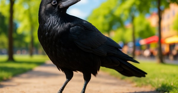 Crow personality quiz result showing a striking black crow in nature