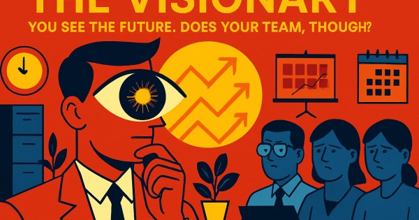 Visionary manager leading team with bold ideas and future-focused thinking