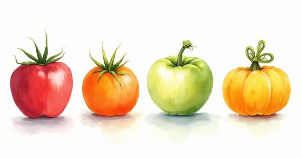 A beautiful flat lay of four different seasonal foods side by side.