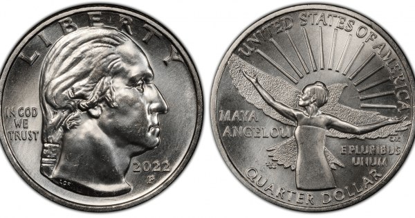 Silver quarter coin in open palm near laundromat machines.